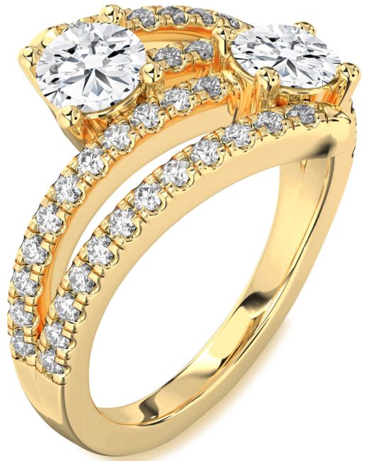 Lab Diamond Gold Round Two Stone Ring
