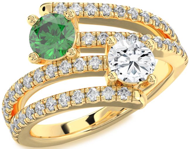 Diamond Gold Round Two Stone Promise Ring