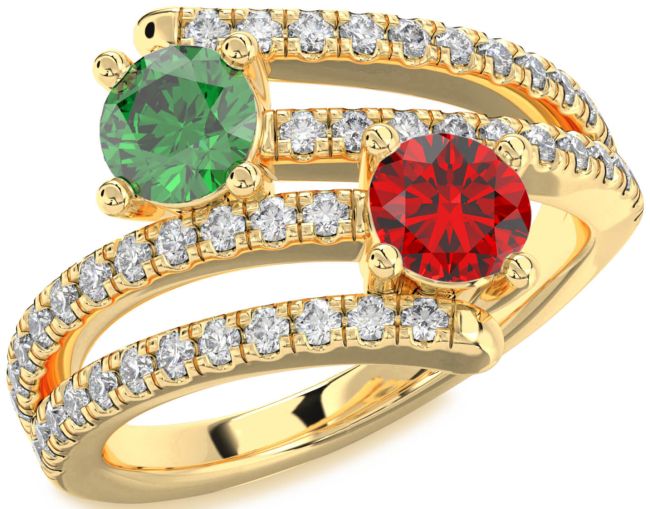 Diamond Gold Round Two Stone Promise Ring