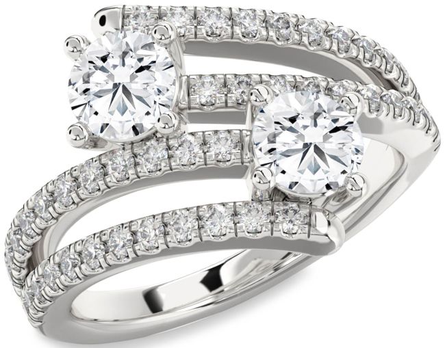 Diamond Platinum Round Two Stone Ring
