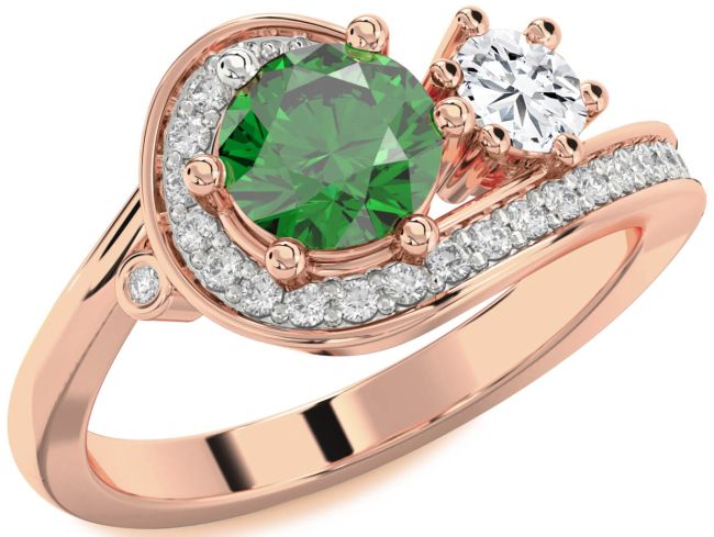 Diamond Rose Gold Round Two Stone Promise Ring