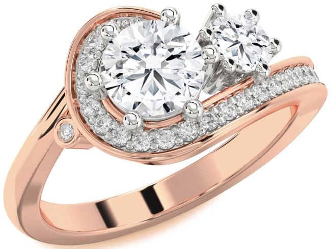 Diamond Platinum & Rose Gold Round Two Stone Ring
