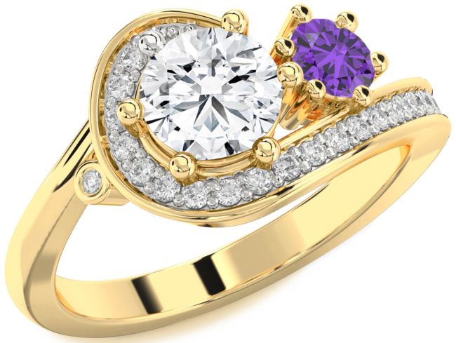 Diamond Gold Round Two Stone Promise Ring