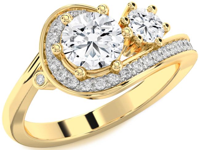 Lab Diamond Gold Round Two Stone Ring