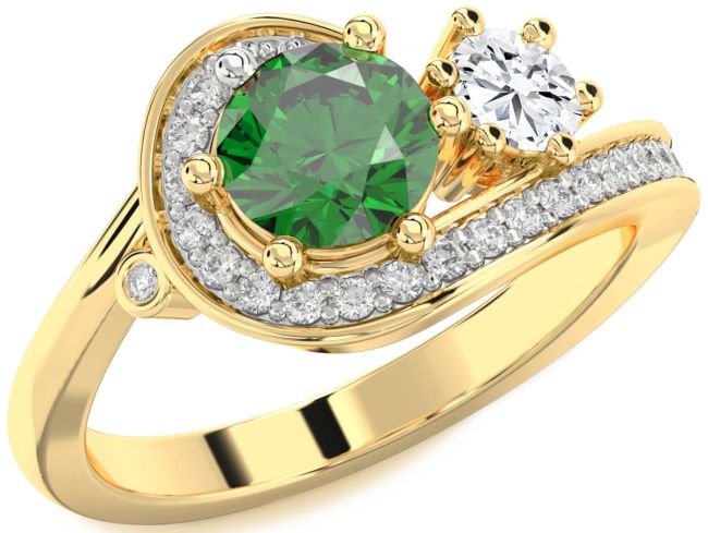 Diamond Gold Silver Round Two Stone Promise Ring