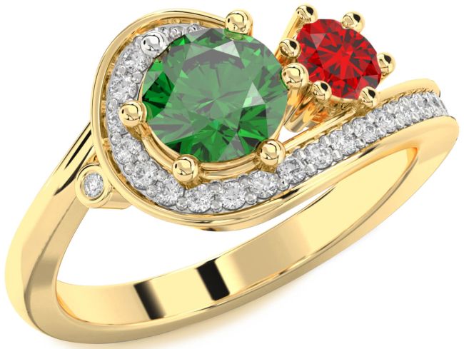 Diamond Gold Round Two Stone Promise Ring
