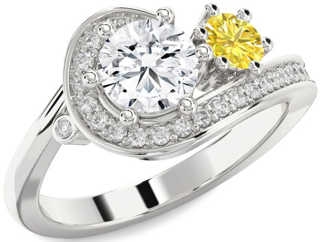 Diamond Silver Round Two Stone Promise Ring
