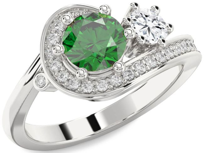 Diamond Silver Round Two Stone Promise Ring