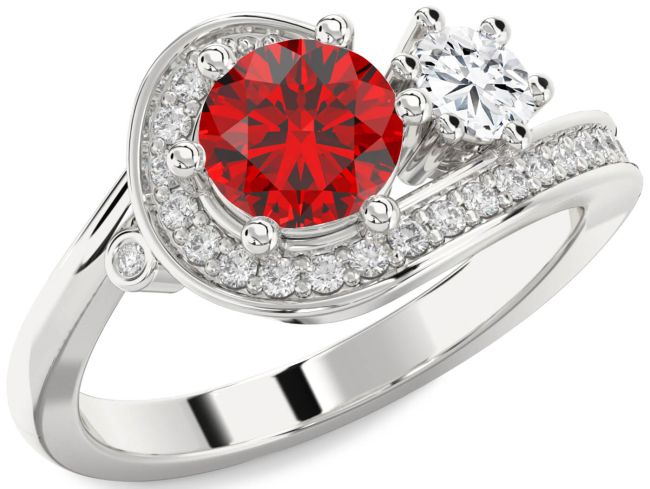 Diamond Silver Round Two Stone Promise Ring