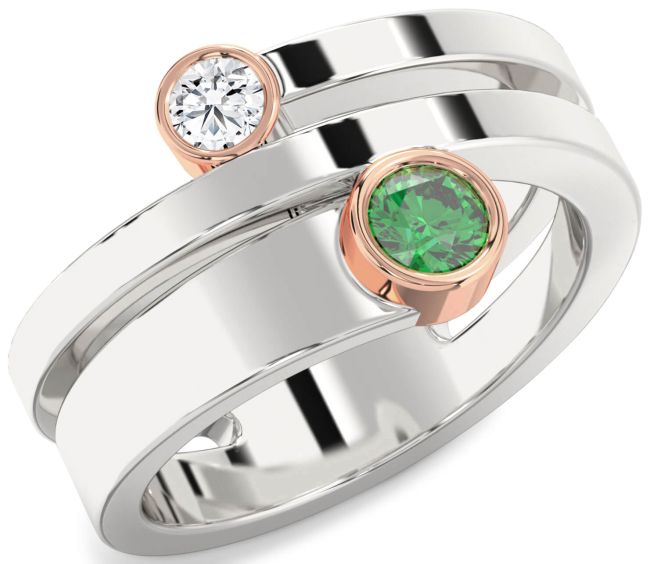Platinum & Rose Gold Round Two Stone Promise Ring
