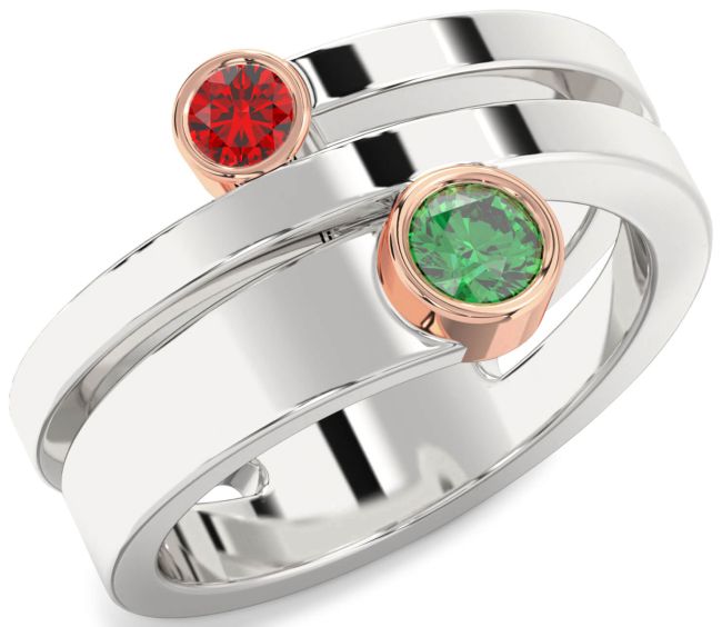 Platinum & Rose Gold Round Two Stone Promise Ring