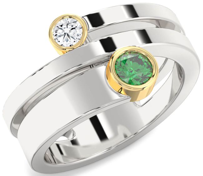 Gold Silver Round Two Stone Promise Ring