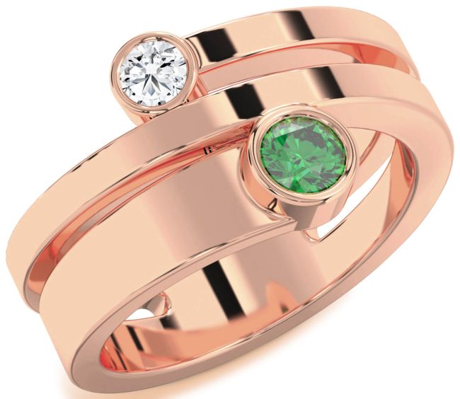 Rose Gold Round Two Stone Promise Ring