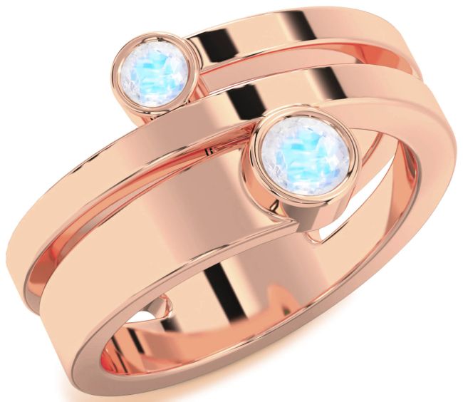 Moonstone Rose Gold Round Two Stone Ring