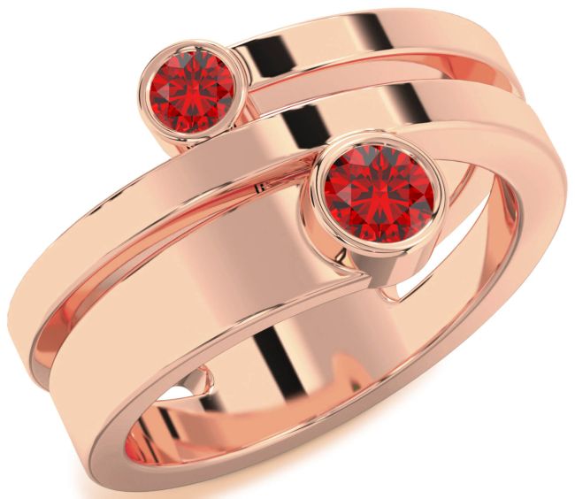 Ruby Rose Gold Round Two Stone Birthstone Ring