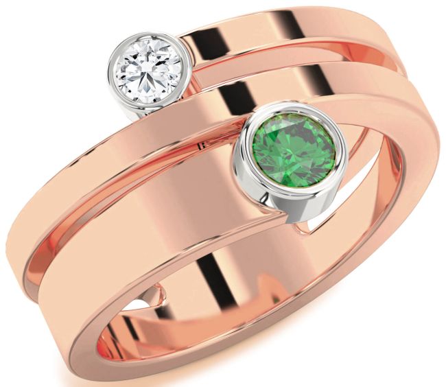 Rose Gold Silver Round Two Stone Promise Ring