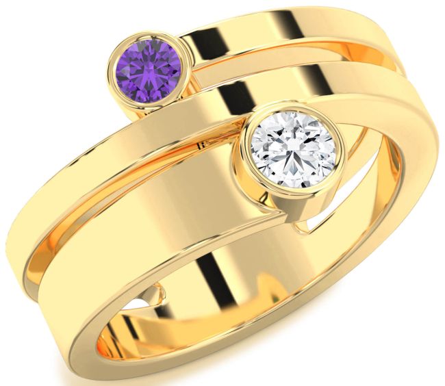 Gold Round Two Stone Promise Ring