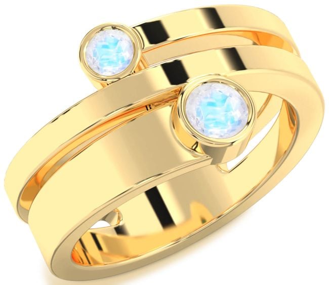 Moonstone Gold Round Two Stone Ring