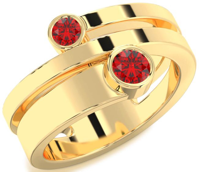 Ruby Gold Round Two Stone Birthstone Ring