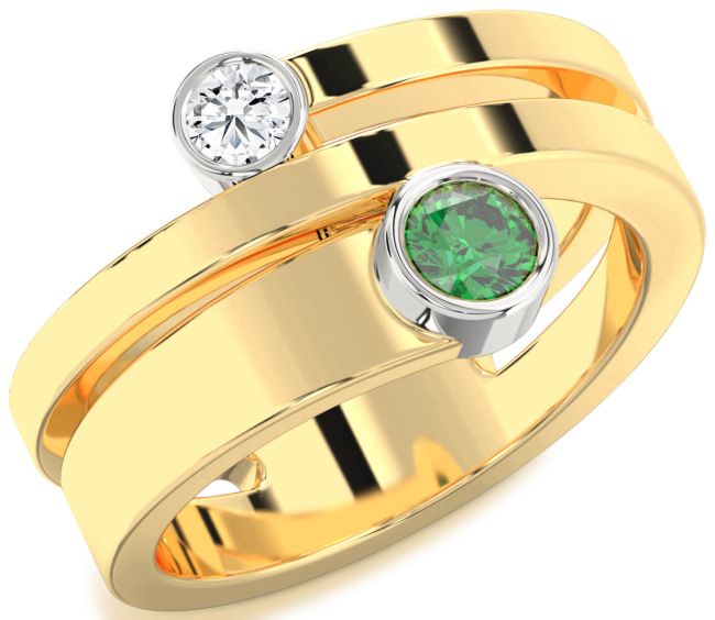 Gold Silver Round Two Stone Promise Ring