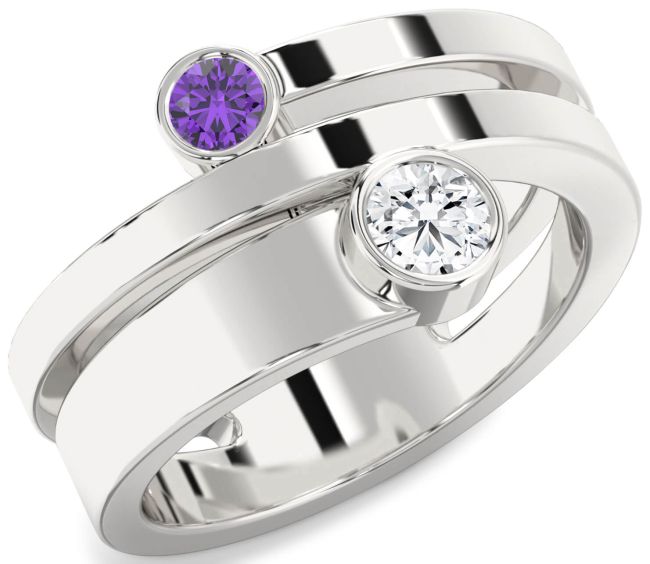 Silver Round Two Stone Promise Ring