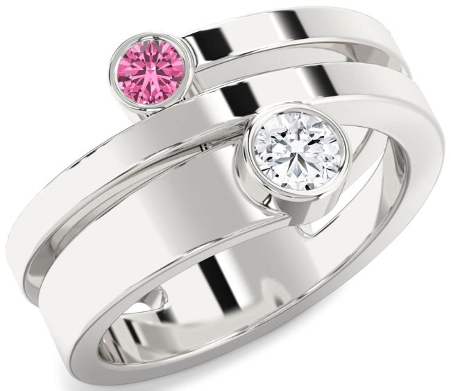 Silver Round Two Stone Promise Ring