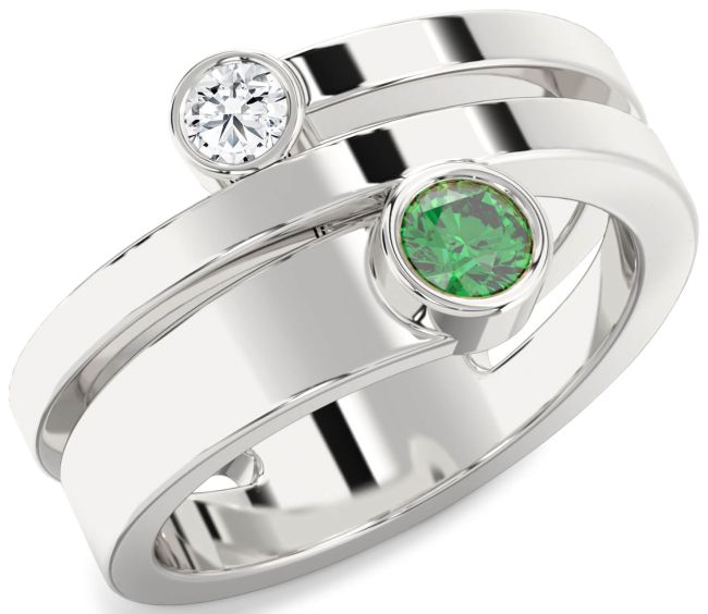 Platinum Round Two Stone Promise Ring