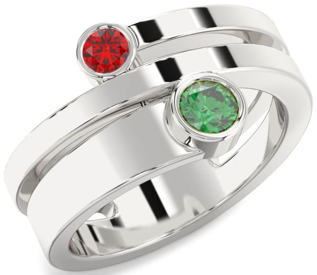 Platinum Round Two Stone Promise Ring