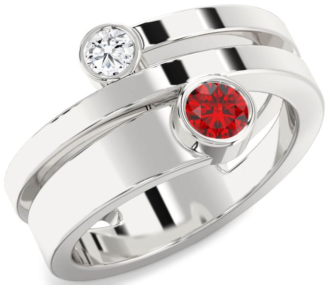 Silver Round Two Stone Promise Ring