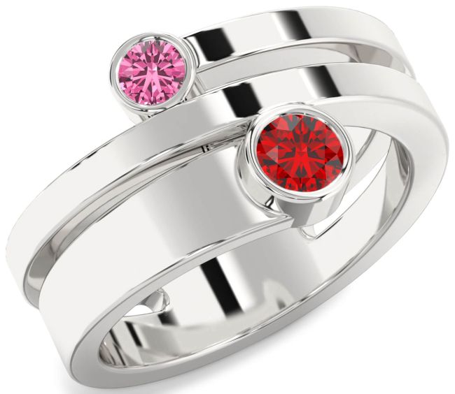 Silver Round Two Stone Promise Ring