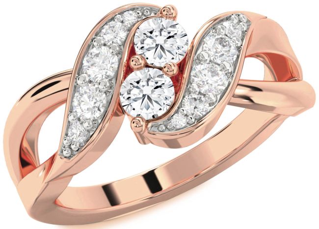 Diamond Rose Gold Round Two Stone Ring