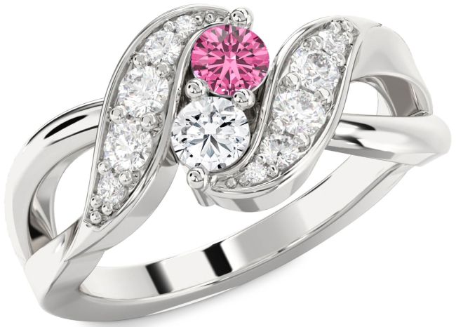 Diamond Silver Round Two Stone Promise Ring