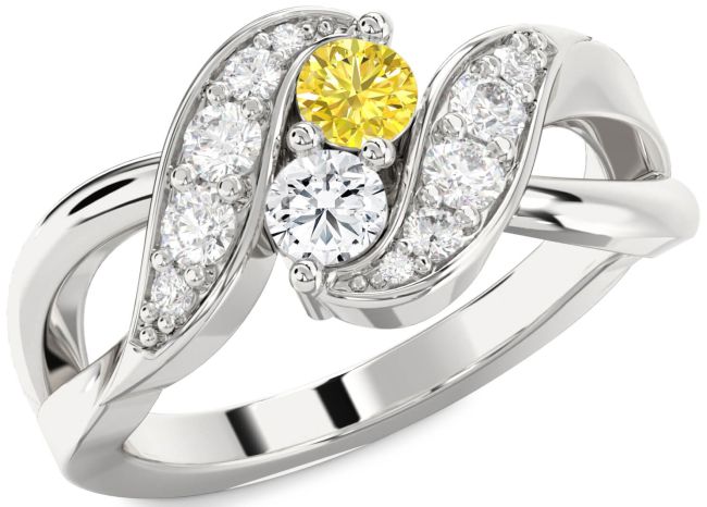 Diamond Silver Round Two Stone Promise Ring