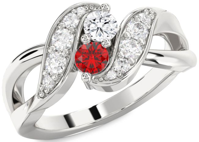 Diamond Silver Round Two Stone Promise Ring