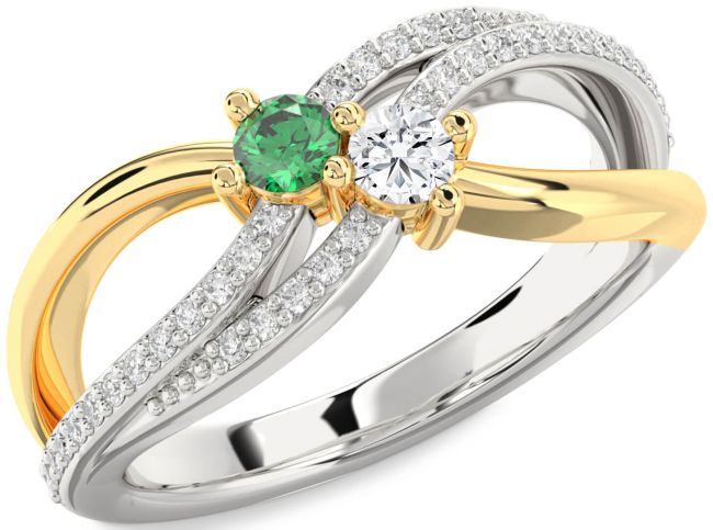 Diamond Gold Silver Round Two Stone Promise Ring