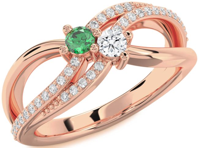 Diamond Rose Gold Round Two Stone Promise Ring