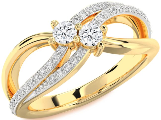 Diamond Gold Round Two Stone Ring