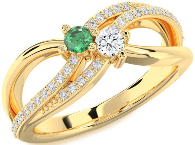 Diamond Gold Silver Round Two Stone Promise Ring