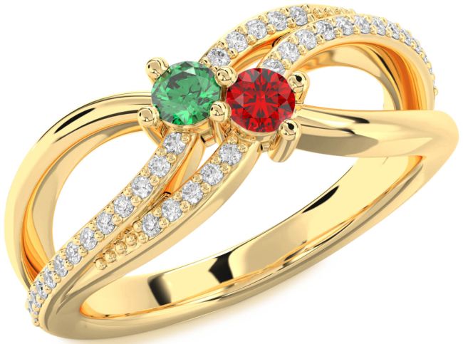 Diamond Gold Silver Round Two Stone Promise Ring