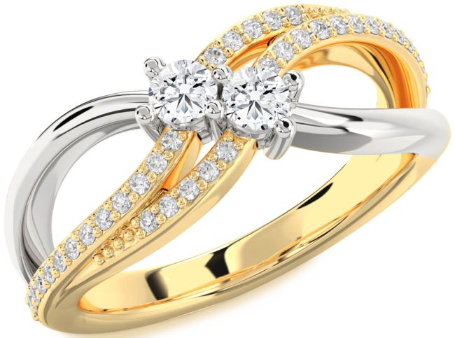 Diamond Platinum & Yellow Gold Round Two Stone Ring