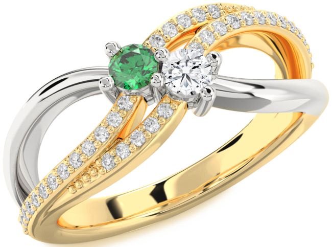 Diamond Gold Silver Round Two Stone Promise Ring