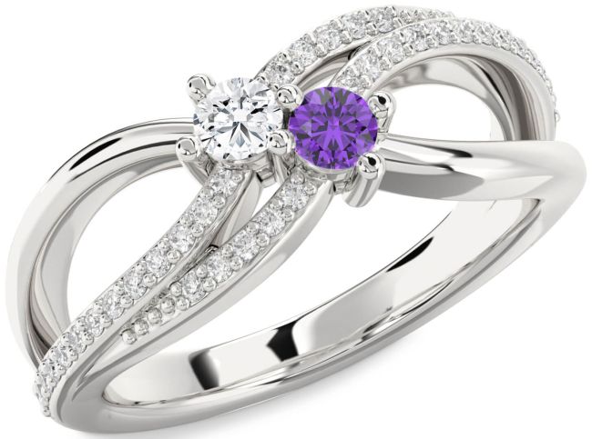 Diamond Silver Round Two Stone Promise Ring