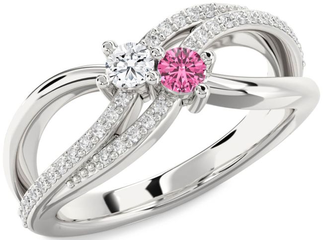Diamond Silver Round Two Stone Promise Ring