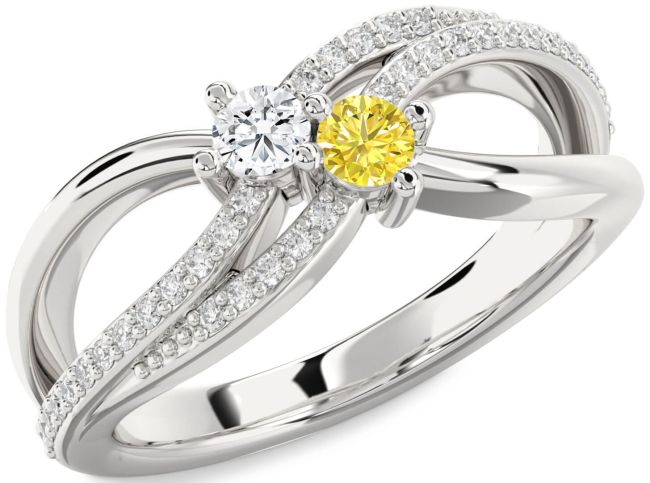 Diamond Silver Round Two Stone Promise Ring
