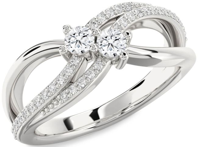 Diamond Platinum Round Two Stone Ring