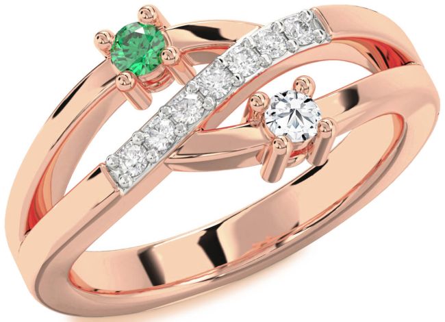 Diamond Rose Gold Round Two Stone Promise Ring
