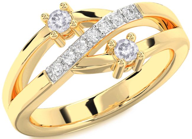 Salt & Pepper Diamond Gold Round Two Stone Ring