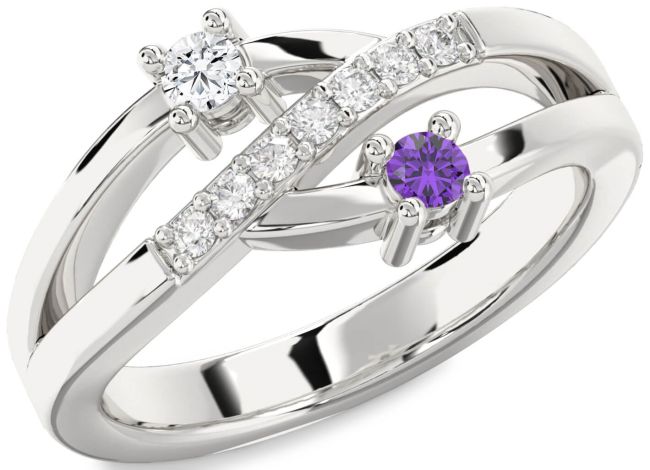 Diamond Silver Round Two Stone Promise Ring