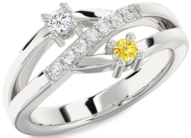 Diamond Silver Round Two Stone Promise Ring