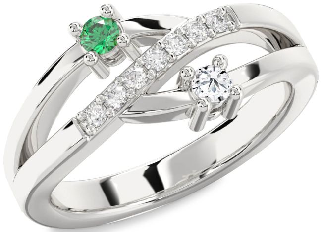 Diamond Silver Round Two Stone Promise Ring